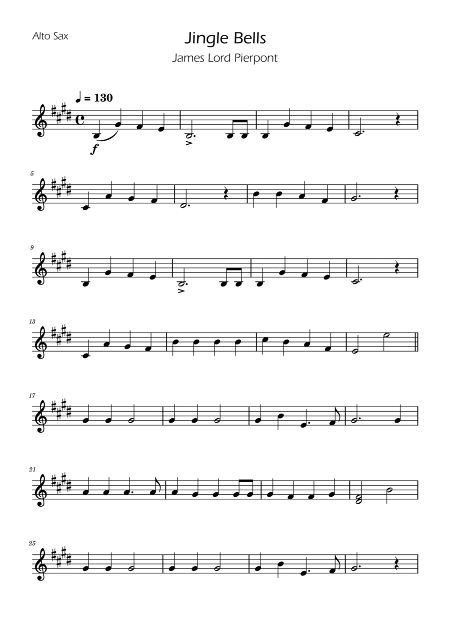 Jingle Bells - Alto Sax w/ Piano Alto Saxophone scores gallery preview page 1