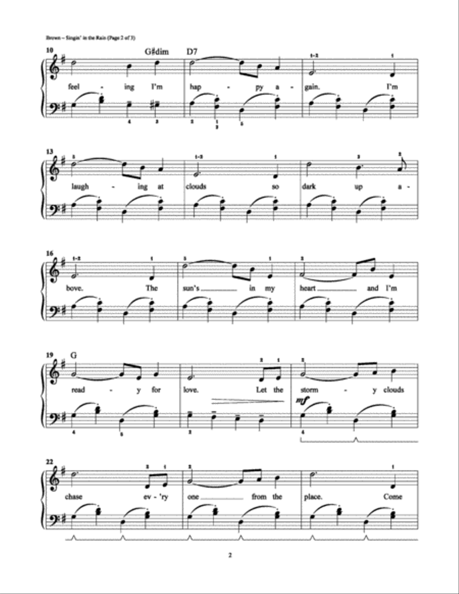 Singin' in the Rain Easy Piano scores gallery preview page 2