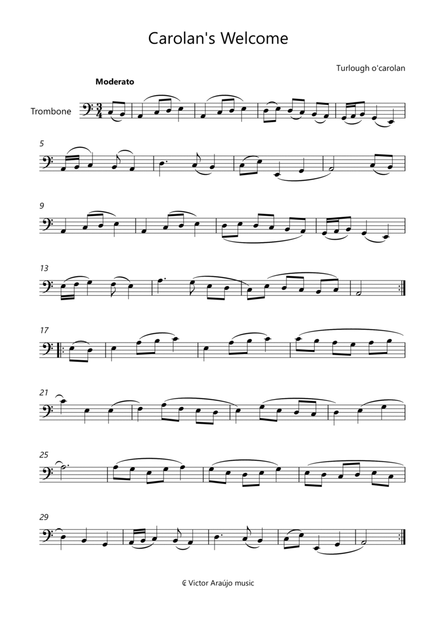 Carolan's Welcome - Trombone Lead Sheet image number null