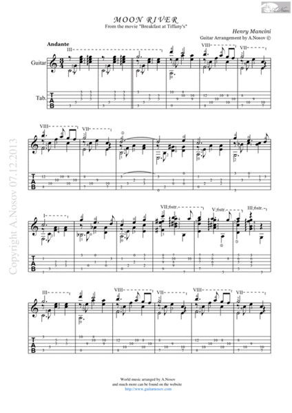 Moon River (Sheet music for guitar) image number null