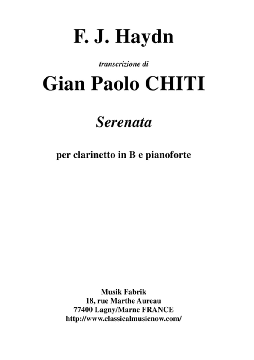 F. J. Haydn: Sérénata from String Quartet Opus 3, arranged for Bb clarinet and piano by Gian Paolo C