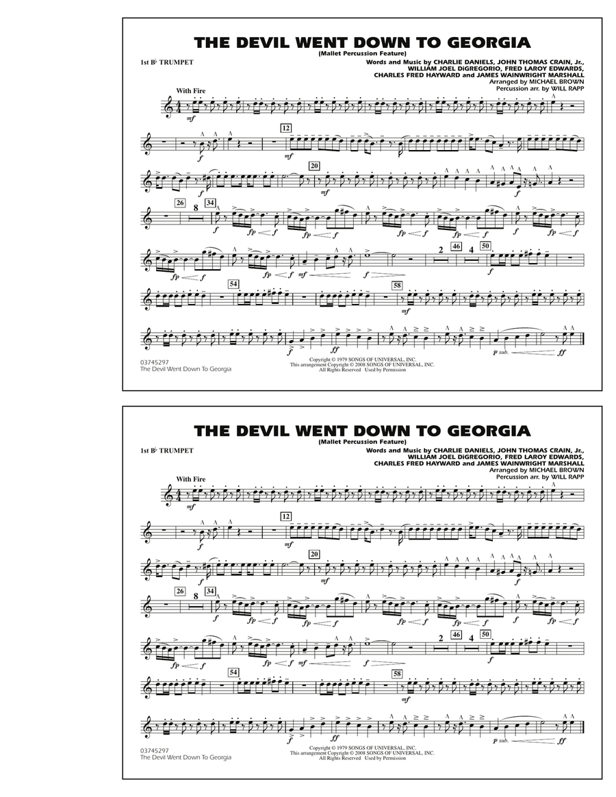The Devil Went Down to Georgia - 1st Bb Trumpet Marching Band scores gallery preview page 1