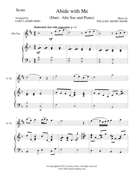 ABIDE WITH ME (Duet – Alto Sax and Piano/Score and Parts) image number null