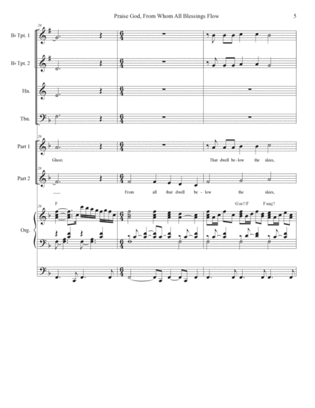 Praise God, From Whom All Blessings Flow (2-part choir) (Full Score) - Score Only image number null