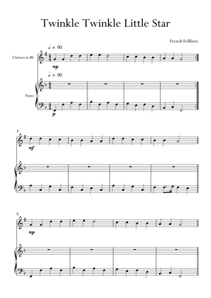 Twinkle Twinkle Little Star for Clarinet and Piano in F Major. Very Easy.