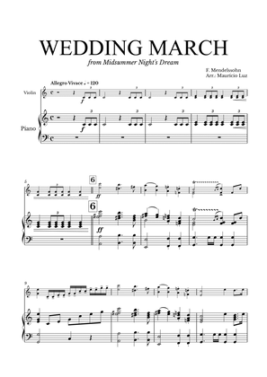 Wedding March Mendelssohn for Violin and Piano