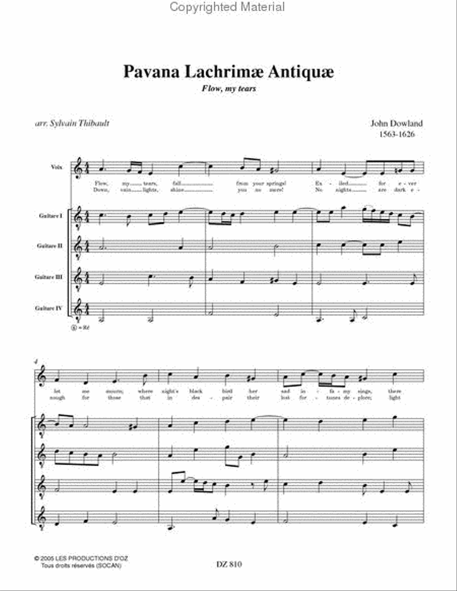 Pavana Lachrimae Antiquae Guitar Ensemble scores gallery preview page 2