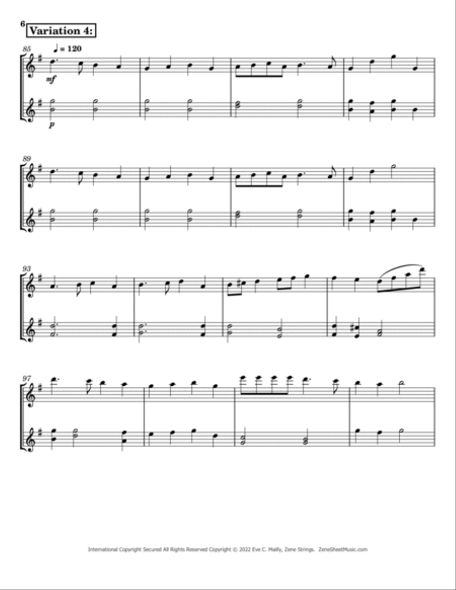 Deck the Halls - Duet for Two Violins String Duet scores gallery preview page 6