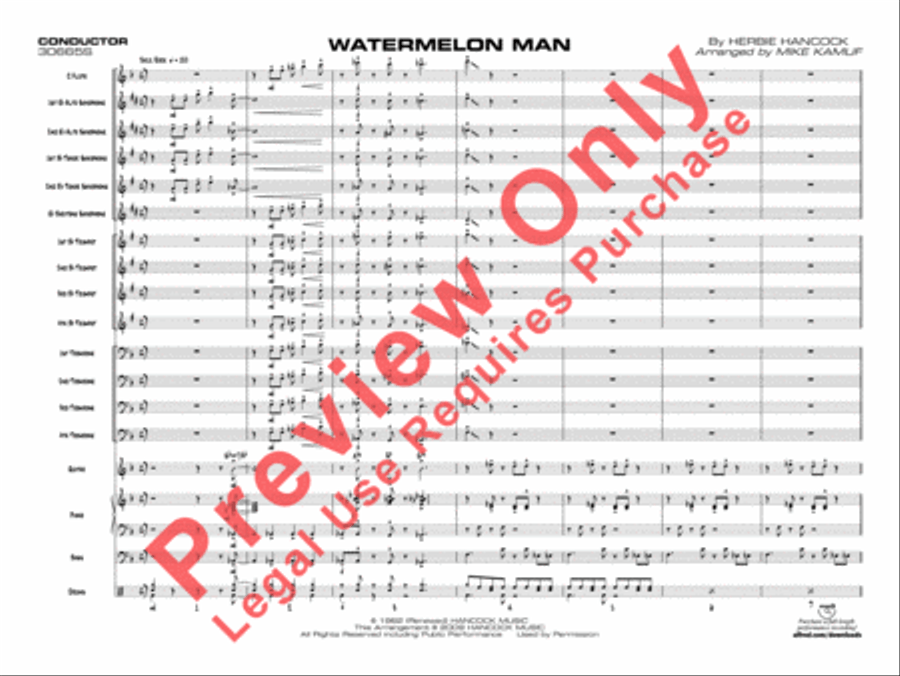 Watermelon Man (score only) Jazz Ensemble scores gallery preview page 4