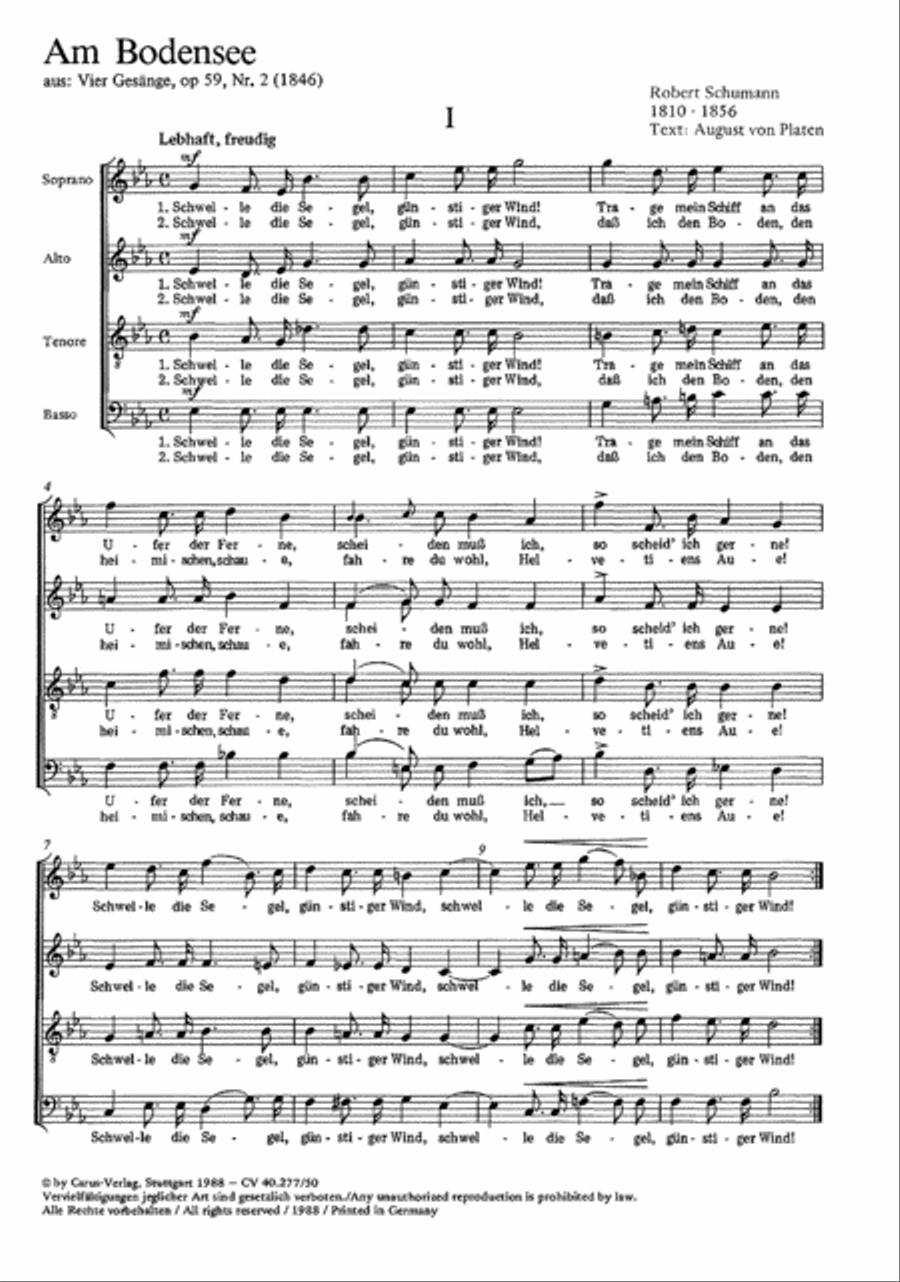 Am Bodensee; Jagerlied Choir scores gallery preview page 1