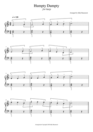 Book cover for Humpty Dumpty - Children's Song for Beginner Harp
