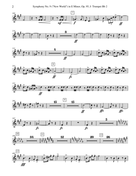 Dvorak Symphony No. 9, New World, Movement I - Trumpet in Bb 2 (Transposed Part), Op.95