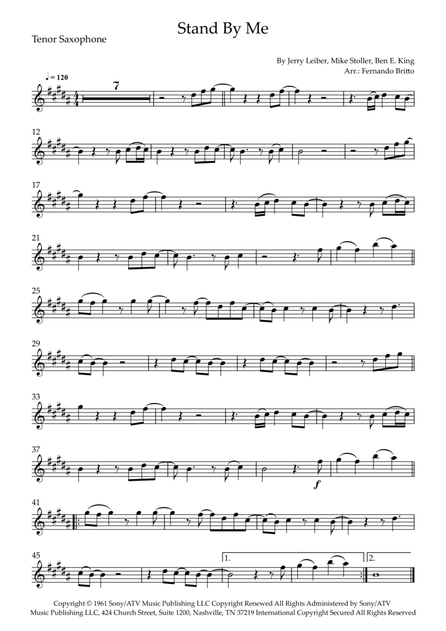 Stand By Me Tenor Saxophone scores gallery preview page 1