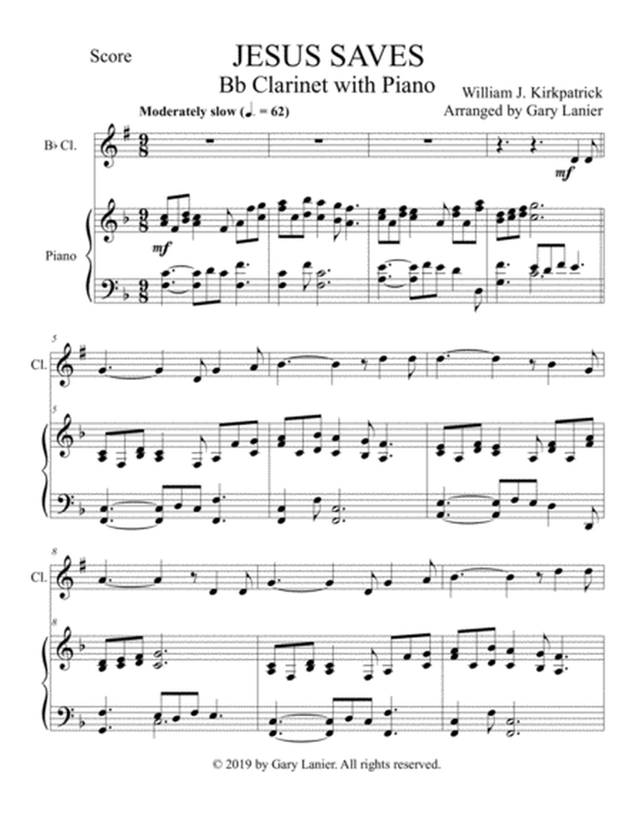 JESUS SAVES (Bb Clarinet with Piano - Score & Part included) image number null