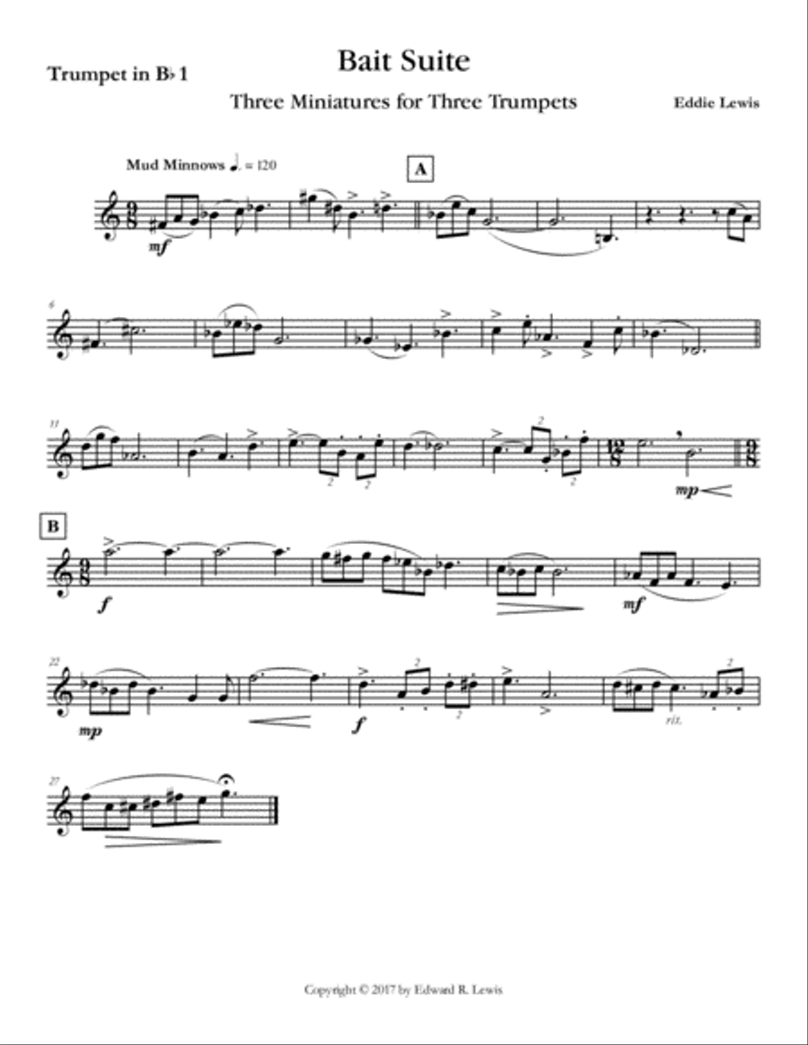 Bait Suite for Trumpet Trio by Eddie Lewis Trumpet Trio scores gallery preview page 2