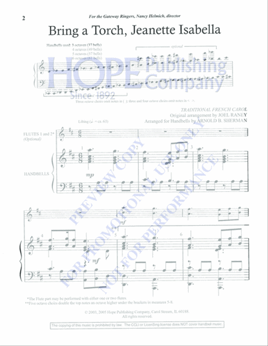 Bring a Torch, Jeanette Isabella 5-Octaves scores gallery preview page 2