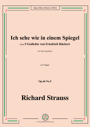 Book cover for Richard Strauss-Ich sehe wie in einem Spiegel,in F Major,Op.46 No.5