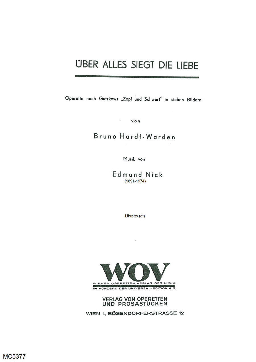 Über alles siegt die Liebe Score scores gallery preview page 1