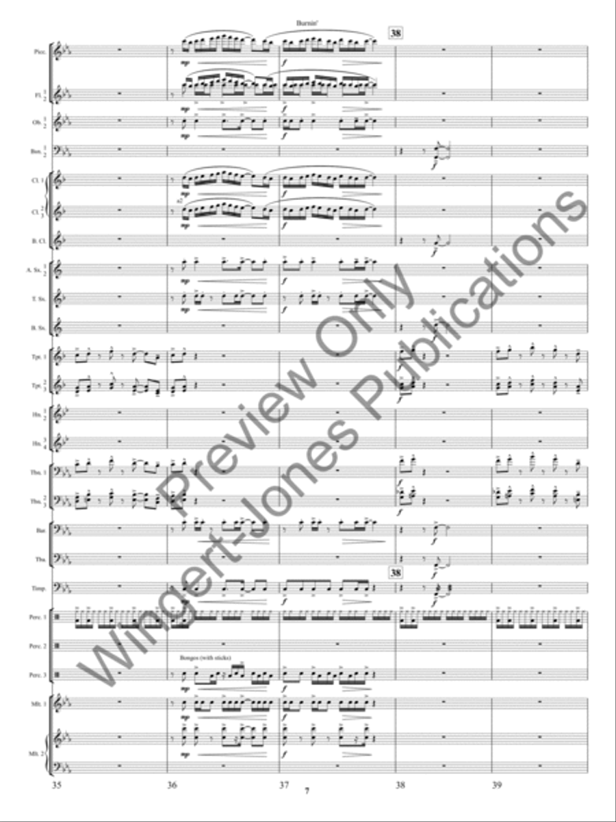 Burnin'! Burnin'! Concert Band scores gallery preview page 10