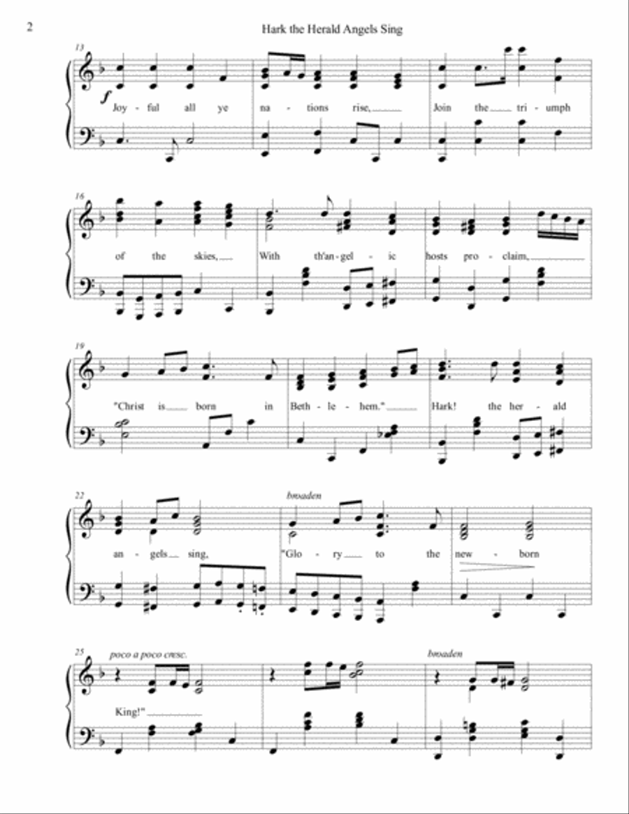 Hark the Herald Angels Sing Piano Solo scores gallery preview page 2