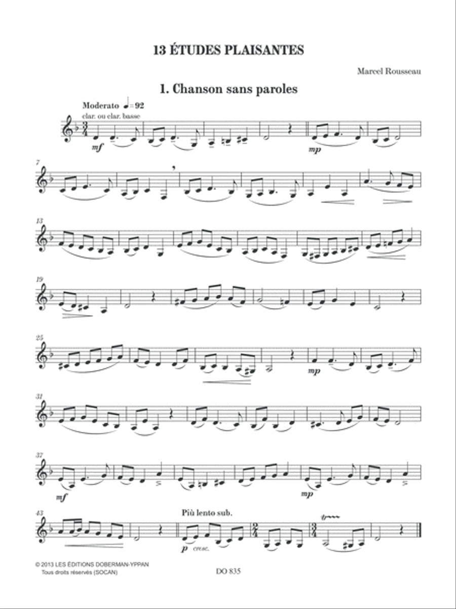 13 études plaisantes Bass Clarinet scores gallery preview page 3