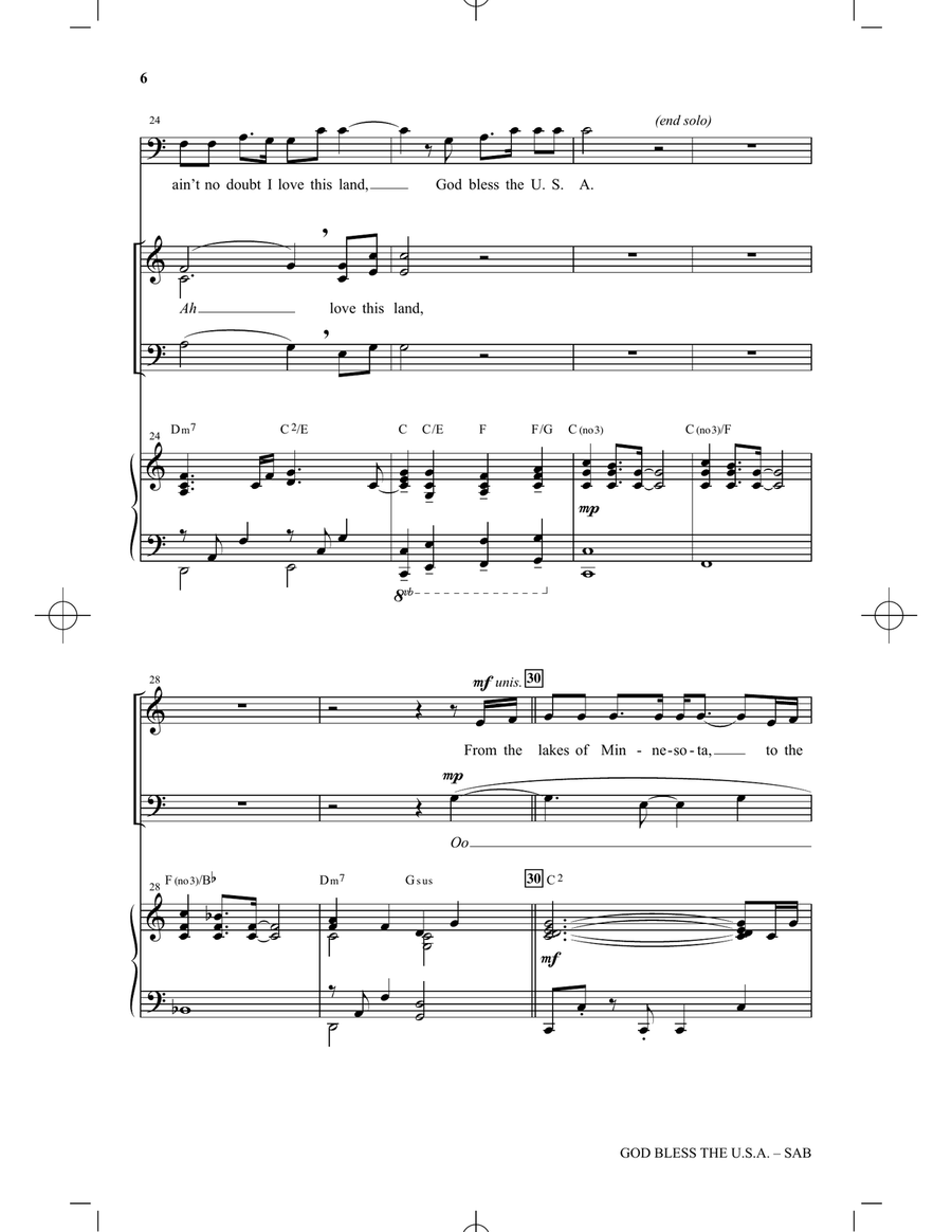 God Bless The U.S.A. (arr. David Schmidt) 3-Part scores gallery preview page 5