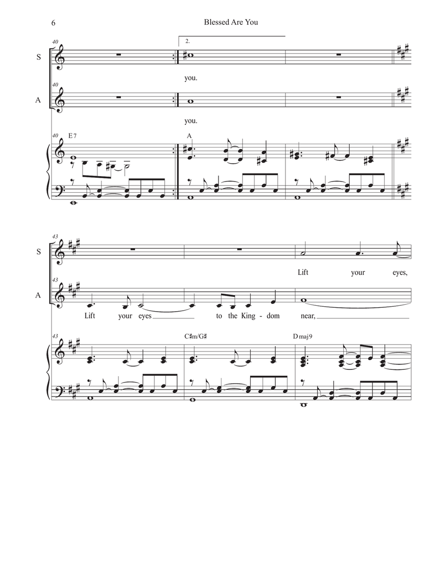 Blessed Are You (Duet for Soprano and Alto solo) Alto Voice scores gallery preview page 6