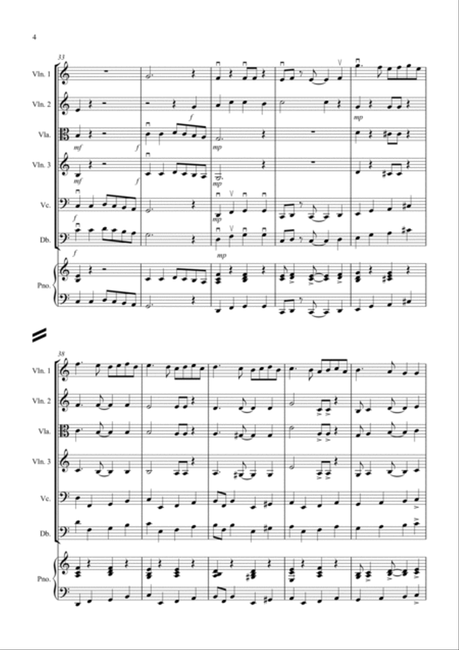 Ding Dong Merrily on High (Jazzy Style!) for String Orchestra String Quartet scores gallery preview page 4
