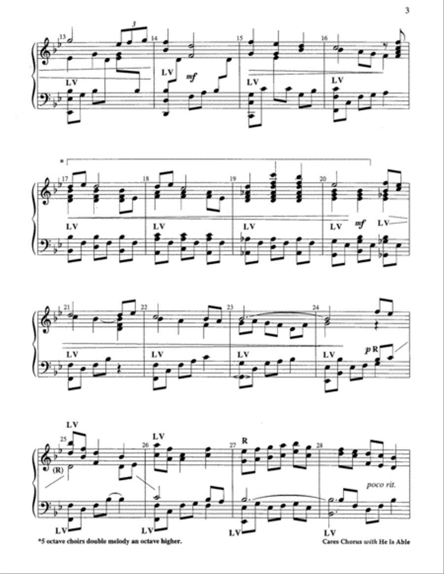 Cares Chorus with He Is Able 5-Octaves scores gallery preview page 9