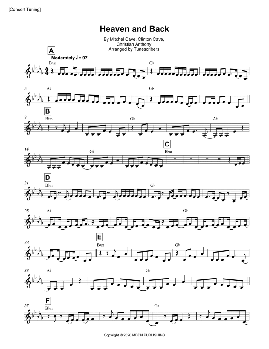 Heaven and Back Saxophone Solo scores gallery preview page 1