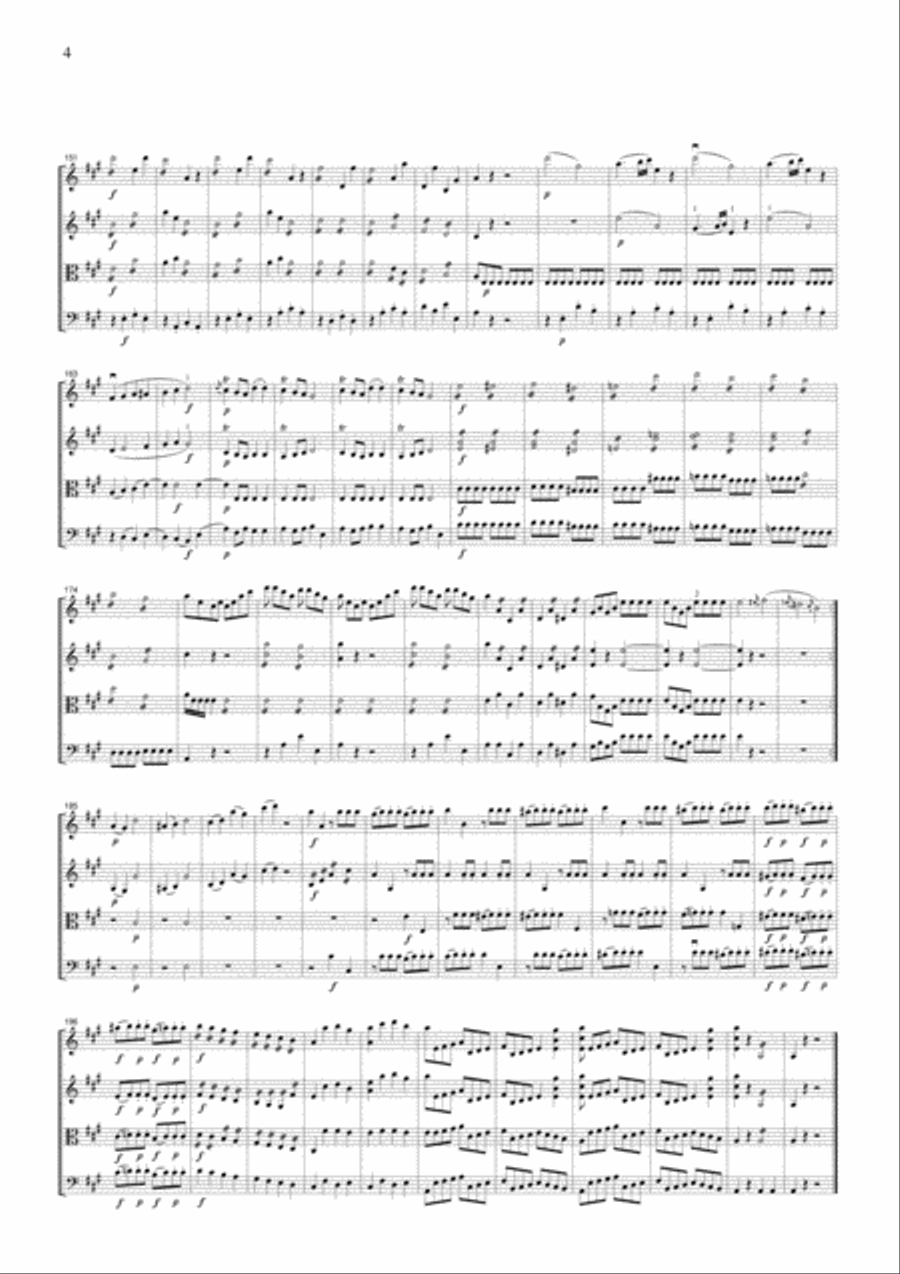Mozart Symphony No.29, all mvts., for string quartet, CM012 String Quartet scores gallery preview page 4