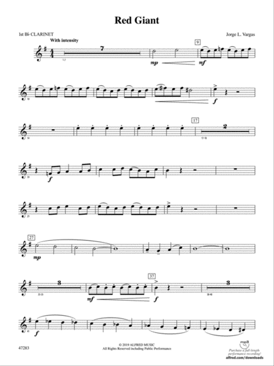 Red Giant: 1st B-flat Clarinet Concert Band scores gallery preview page 1