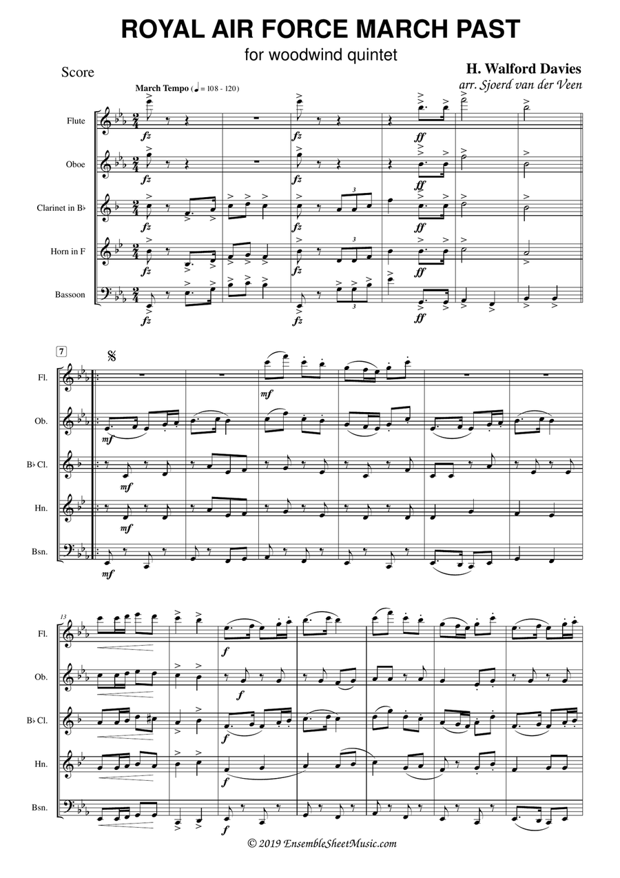 Royal Air Force March Past Woodwind Quintet scores gallery preview page 1