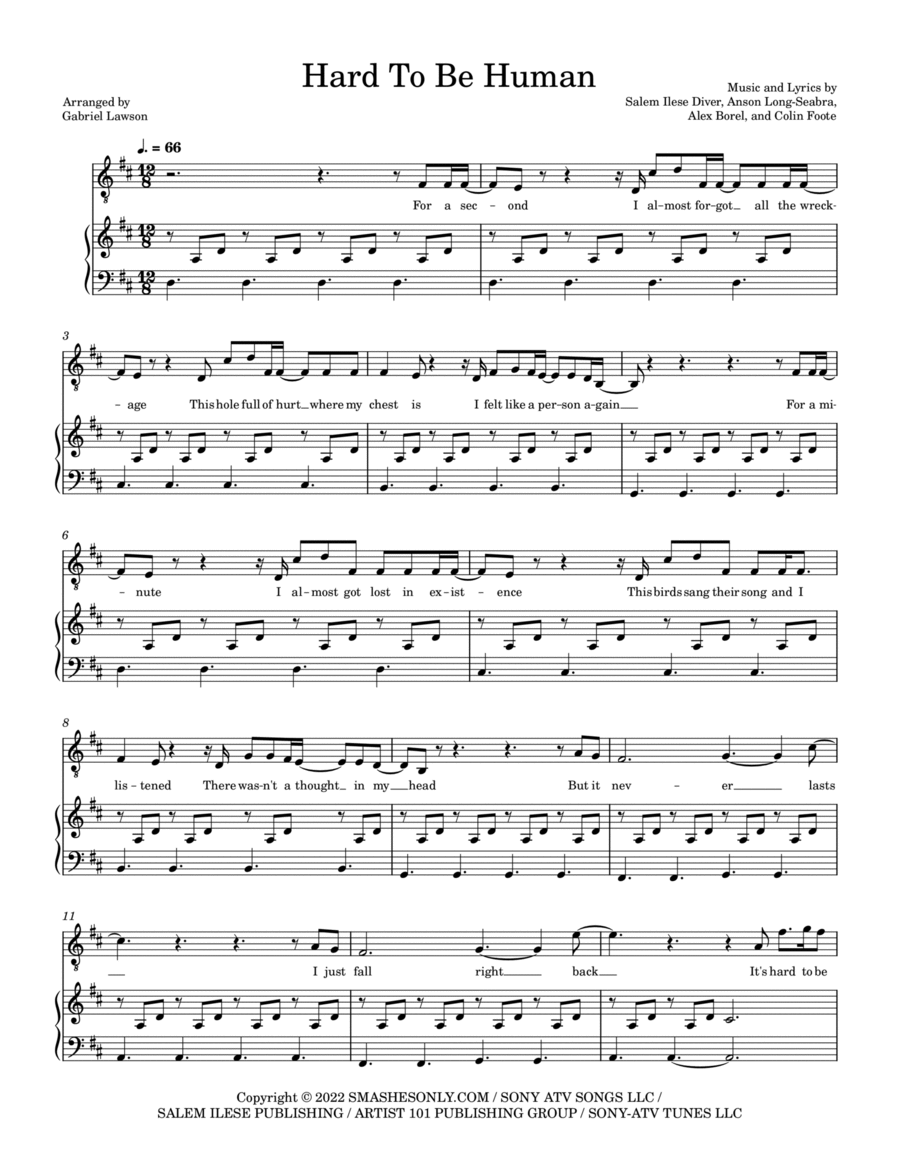 Hard To Be Human Hard To Be Human Voice scores gallery preview page 1
