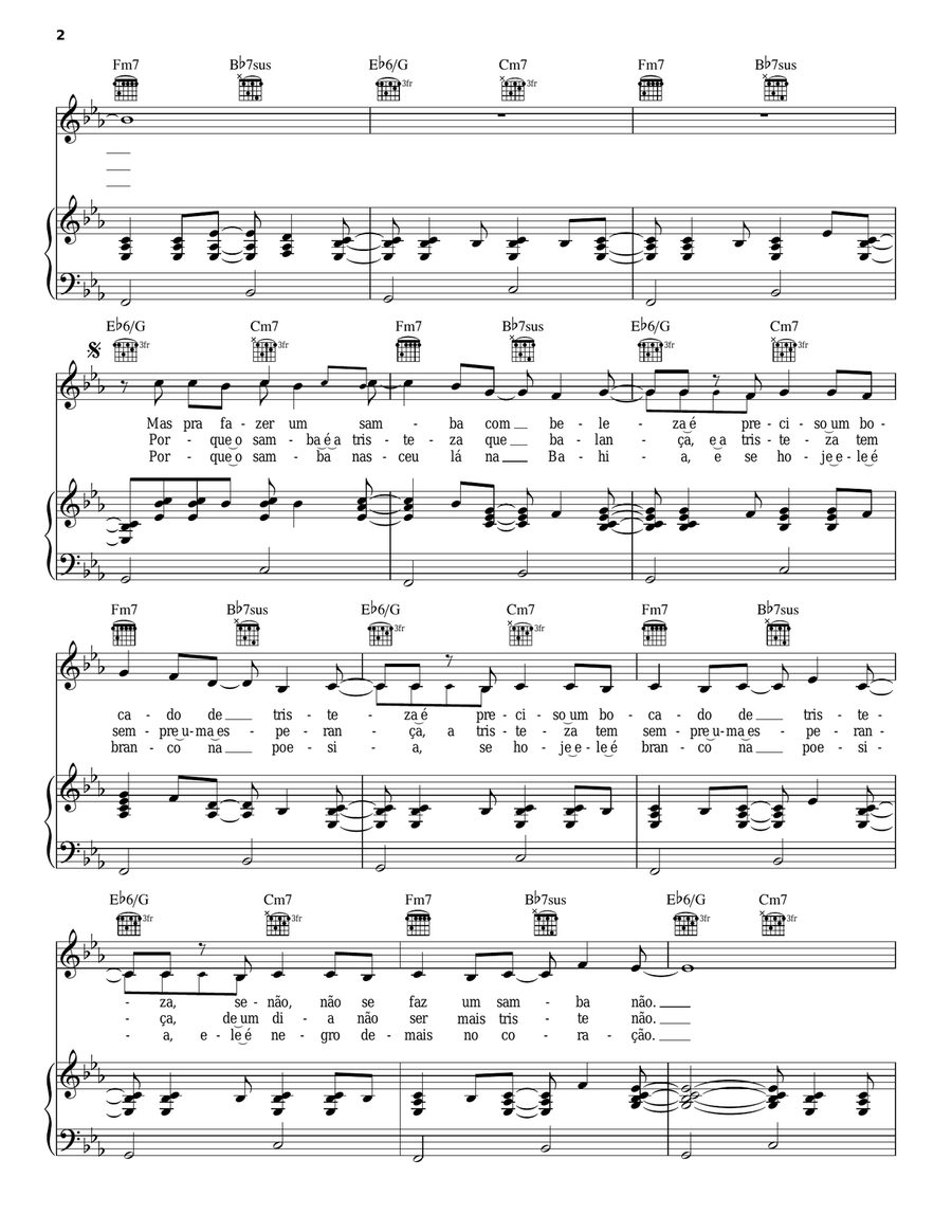Samba da Bencao Piano, Vocal, Guitar scores gallery preview page 2