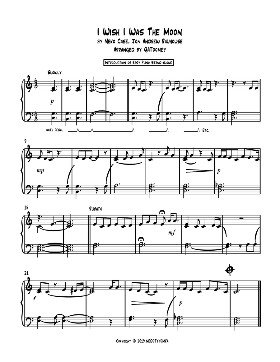 I Wish I Was The Moon Easy Piano scores gallery preview page 1