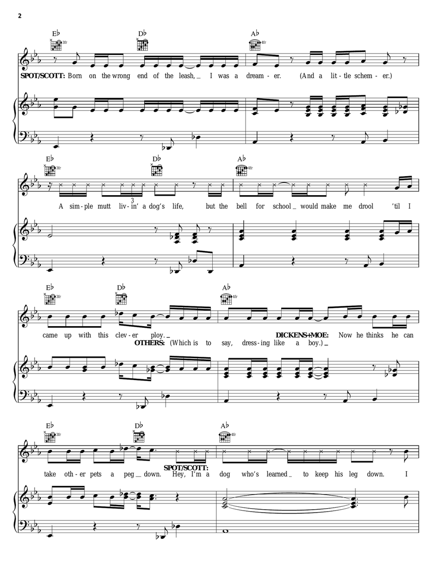I Wanna Be A Boy (Teacher's Pet Theme) Piano, Vocal, Guitar scores gallery preview page 2