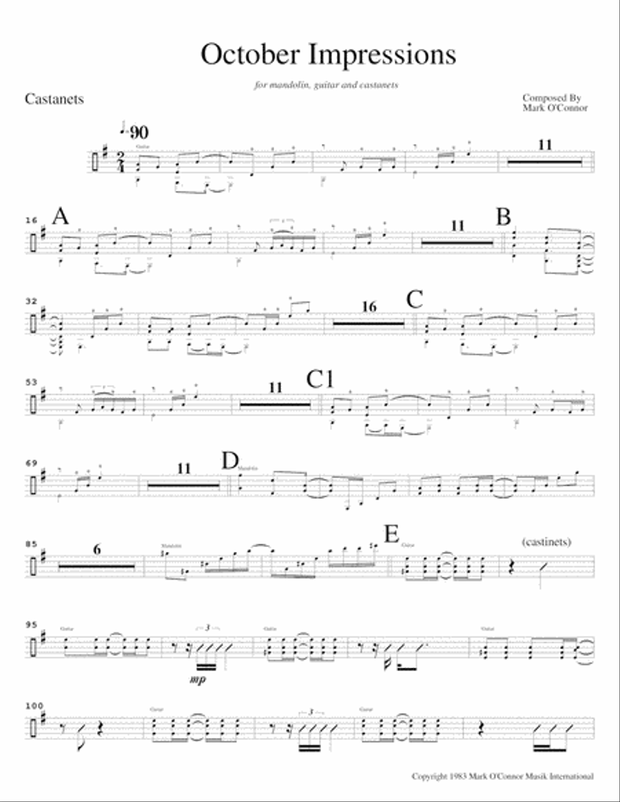 October Impressions (percussion part – mandolin, guitar, percussion) Small Ensemble scores gallery preview page 3