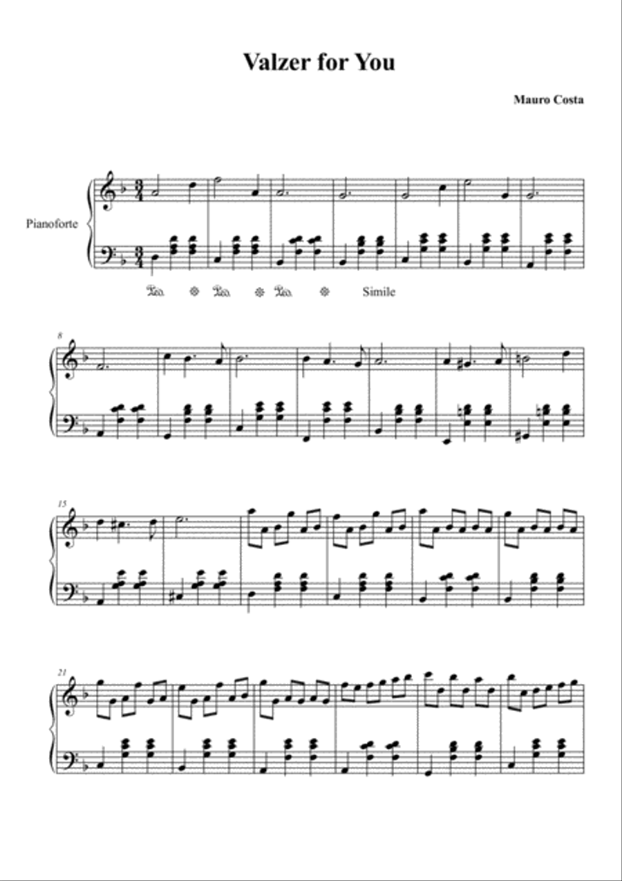 Valzer for You Valzer for You Piano Solo scores gallery preview page 1