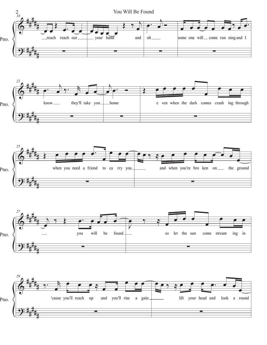 You Will Be Found Easy Piano scores gallery preview page 2