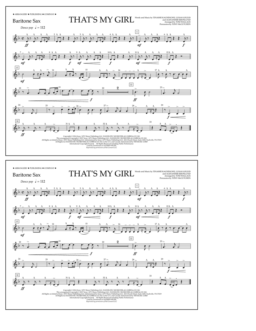 That's My Girl - Baritone Sax Marching Band scores gallery preview page 1