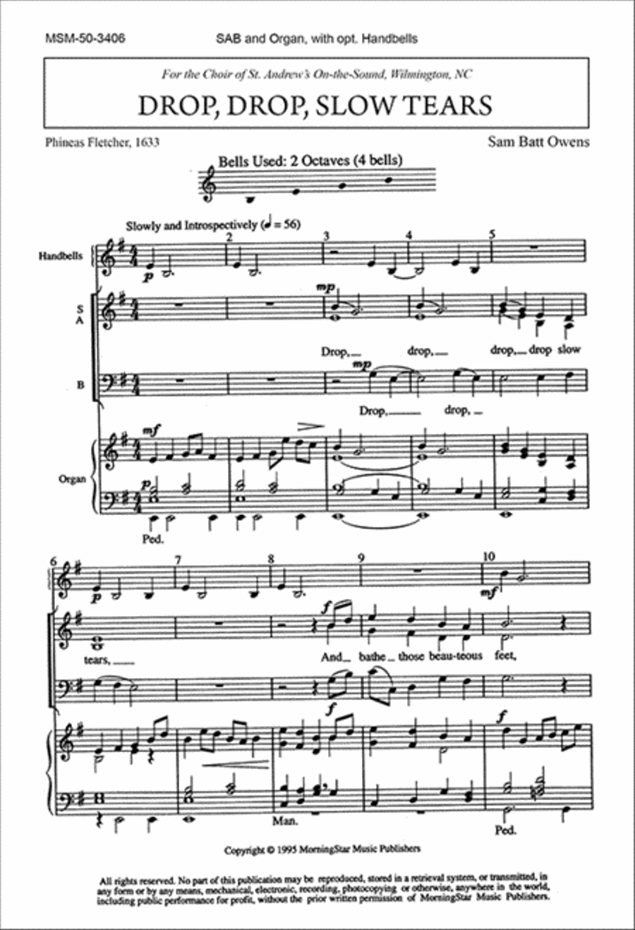 Drop, Drop, Slow Tears 3-Part scores gallery preview page 1