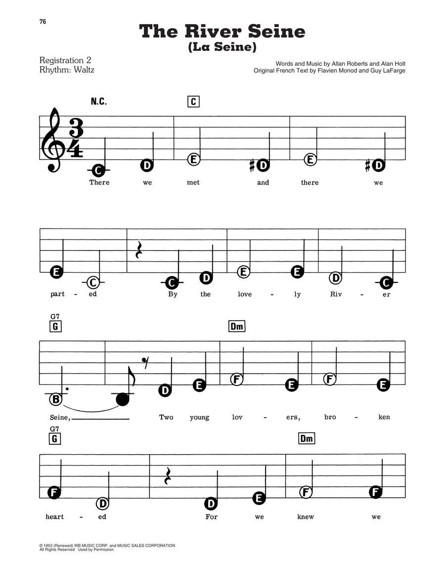 The River Seine (La Seine) Electronic Keyboard scores gallery preview page 1