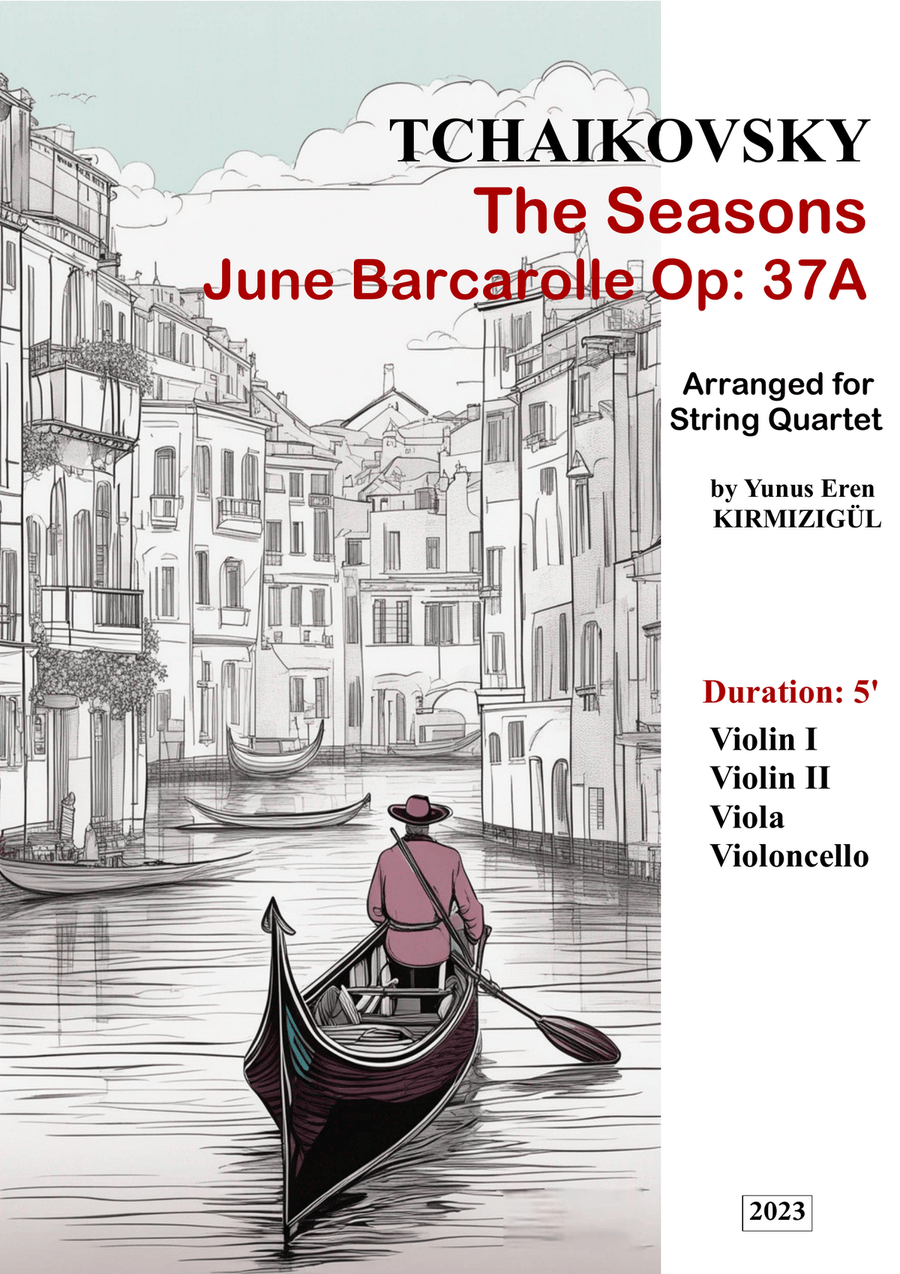 The Seasons- June Barcarolle Op: 37A for String Quartet String Quartet scores gallery preview page 1