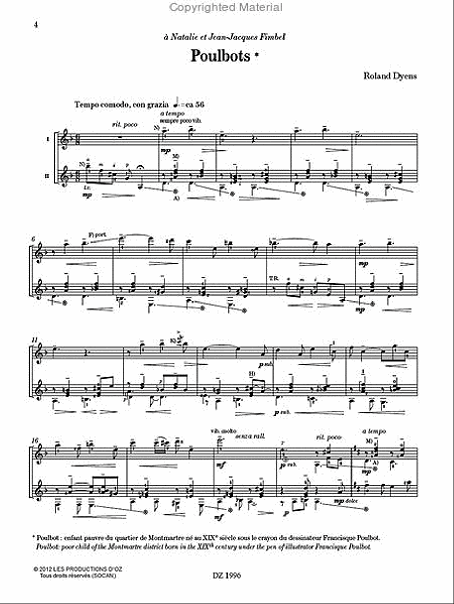 Les 100 de Roland Dyens - Poulbots Classical Guitar scores gallery preview page 2