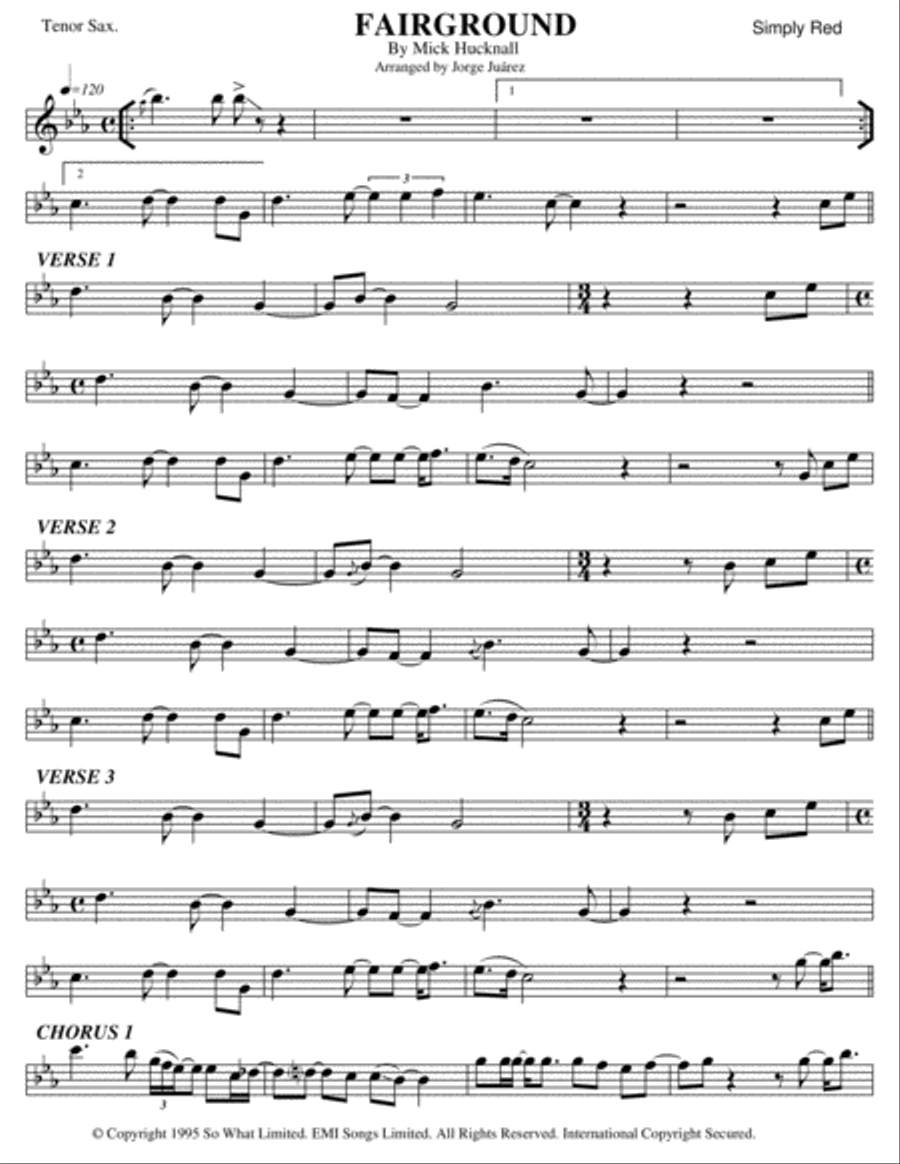 Fairground Tenor Saxophone scores gallery preview page 1