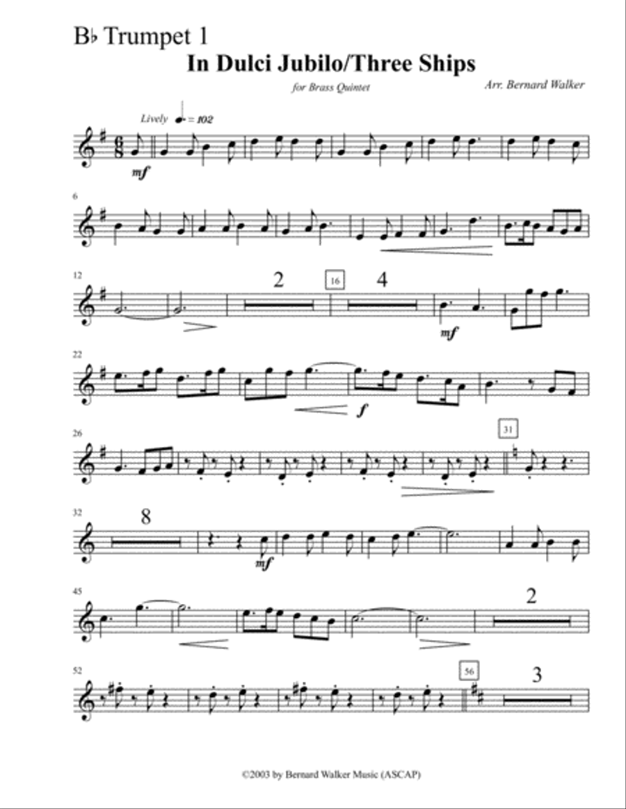 In Dulci Jubilo/I Saw Three Ships Brass Ensemble scores gallery preview page 6