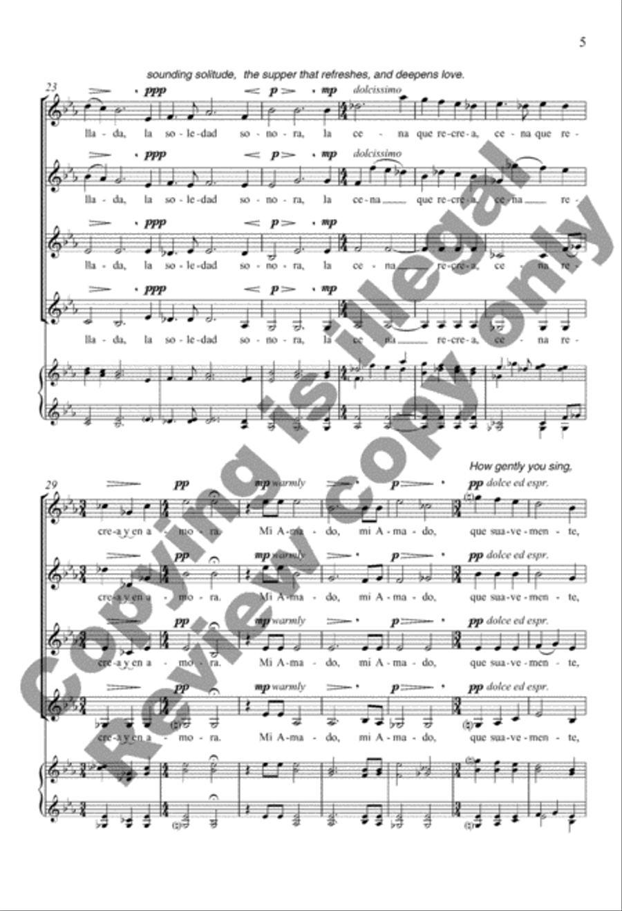 Mi Amado (My Beloved) from Two Love Songs of St. John of the Cross SSAA scores gallery preview page 5