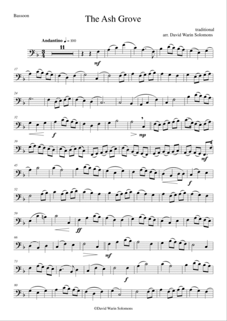 The Ash Grove for wind trio and piano Piano Solo scores gallery preview page 5