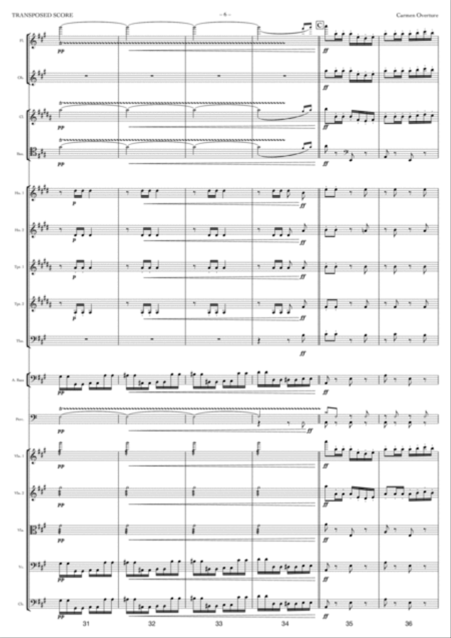 Carmen Overture Full Orchestra scores gallery preview page 6